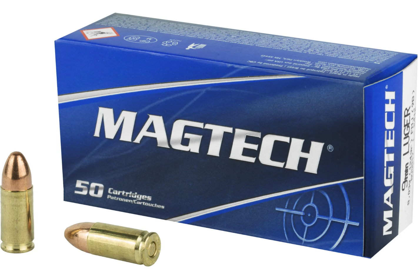 Magtech Sport Shooting 9MM 124 Grain Full Metal Case Handgun Ammo - 50 Rounds